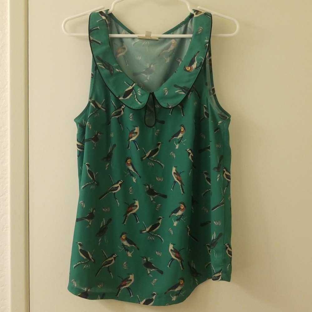 Green Peter Pan Collared Top